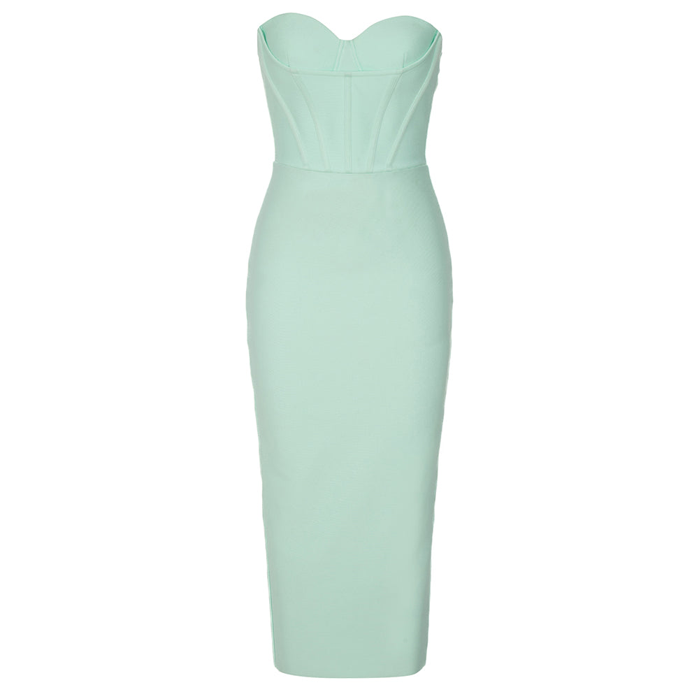 Strapless Structured Midi Dress Green HV9421