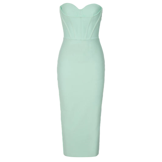 Strapless Structured Midi Dress Green HV9421
