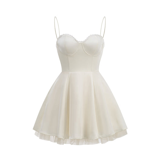 Lace Detail Bustier A Line Dress HV1258