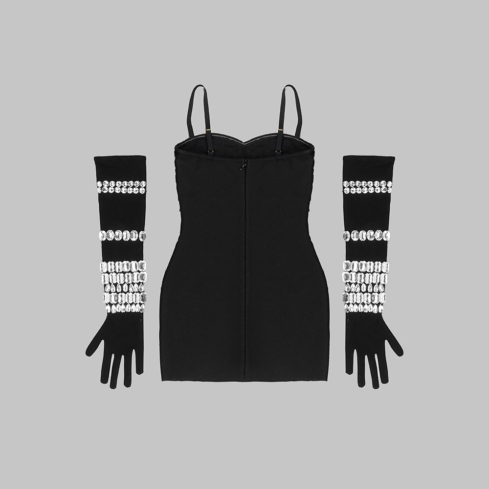 Crystal Embellished Bodysuit Black HV9511