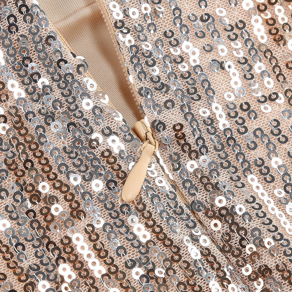 Strapless Sequin Maxi Dress Gold Silver
