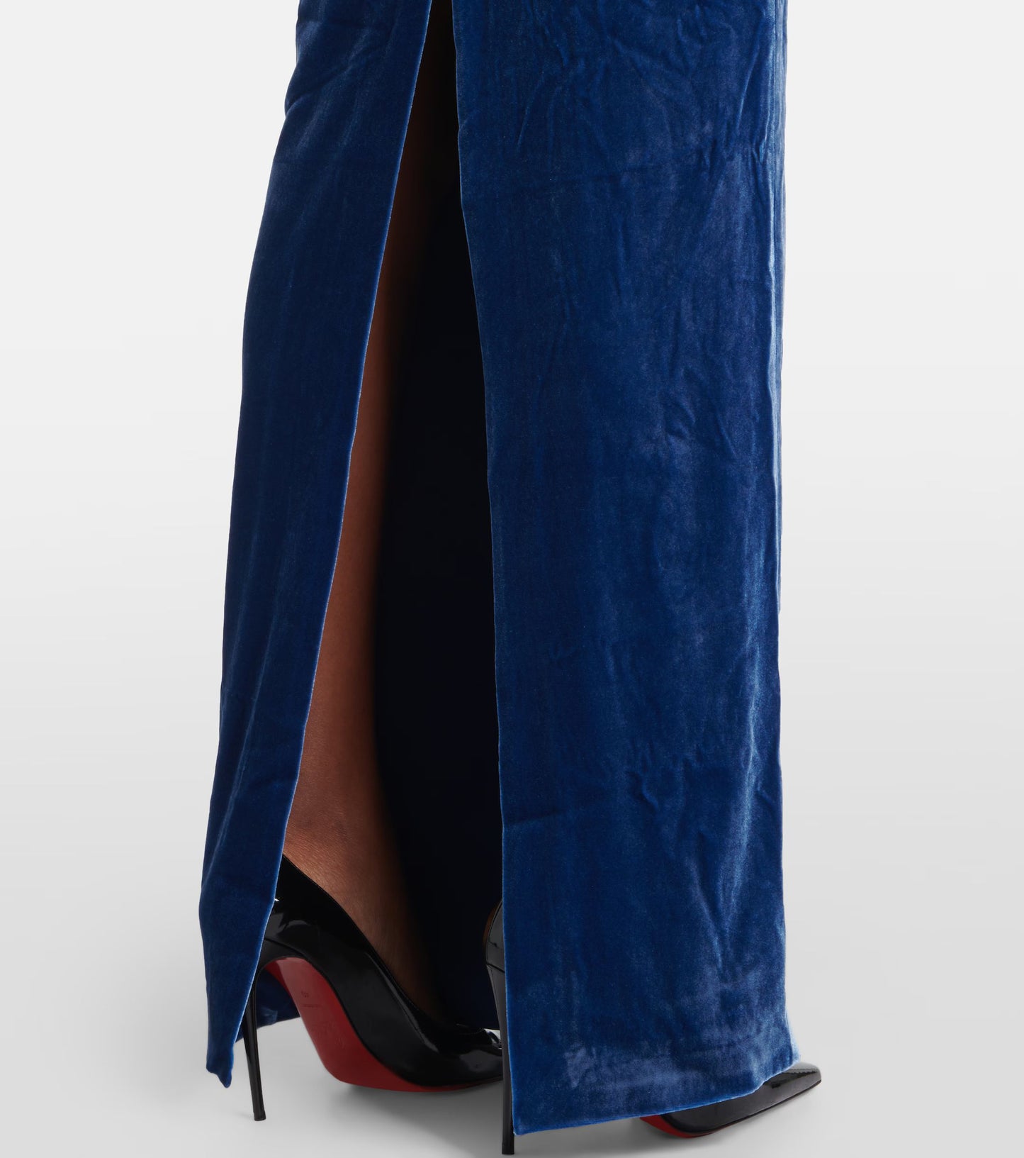 Halter Maxi Velvet Dress Blue HV2031