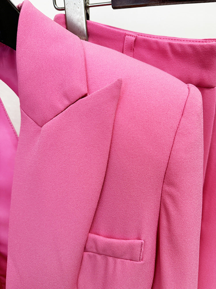 Long Sleeve Mesh Insert Suit Pink HV1485