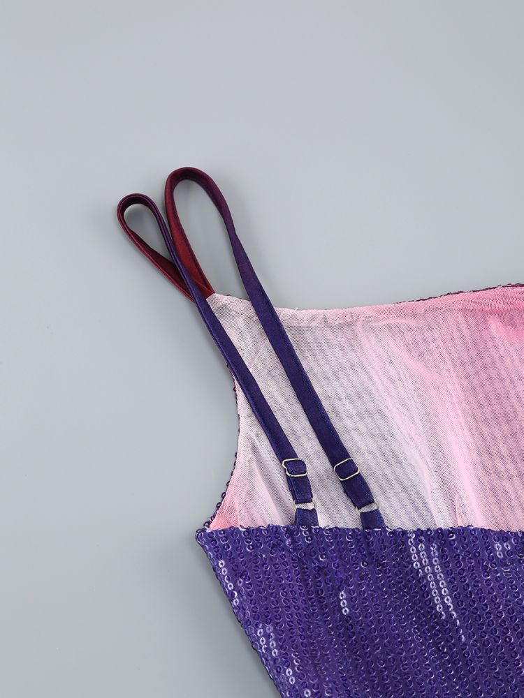 One Shoulder Sequin Maxi Dress Purple HV1024