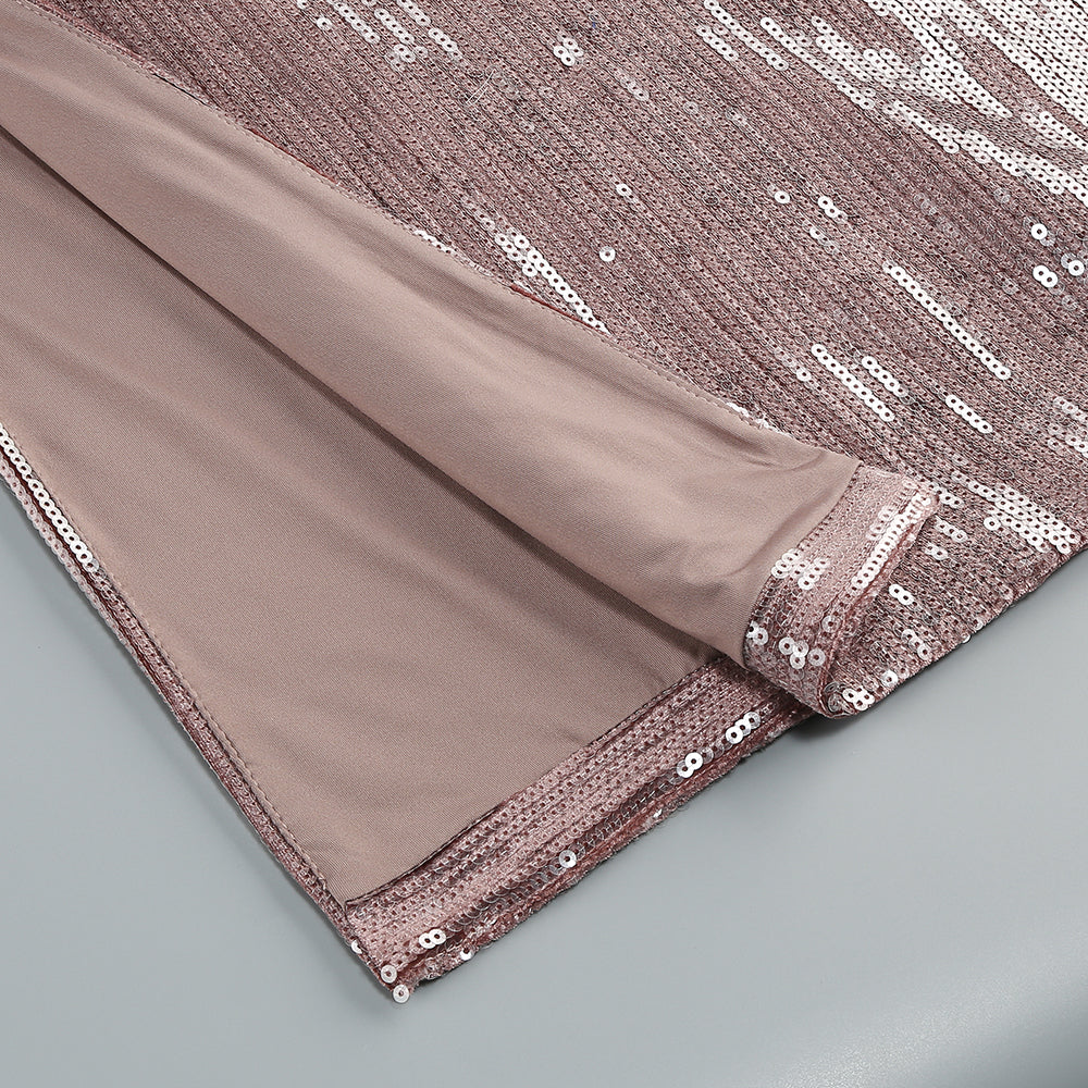 Long Sleeve Bow Detail Sequin Maxi Dress HV1705