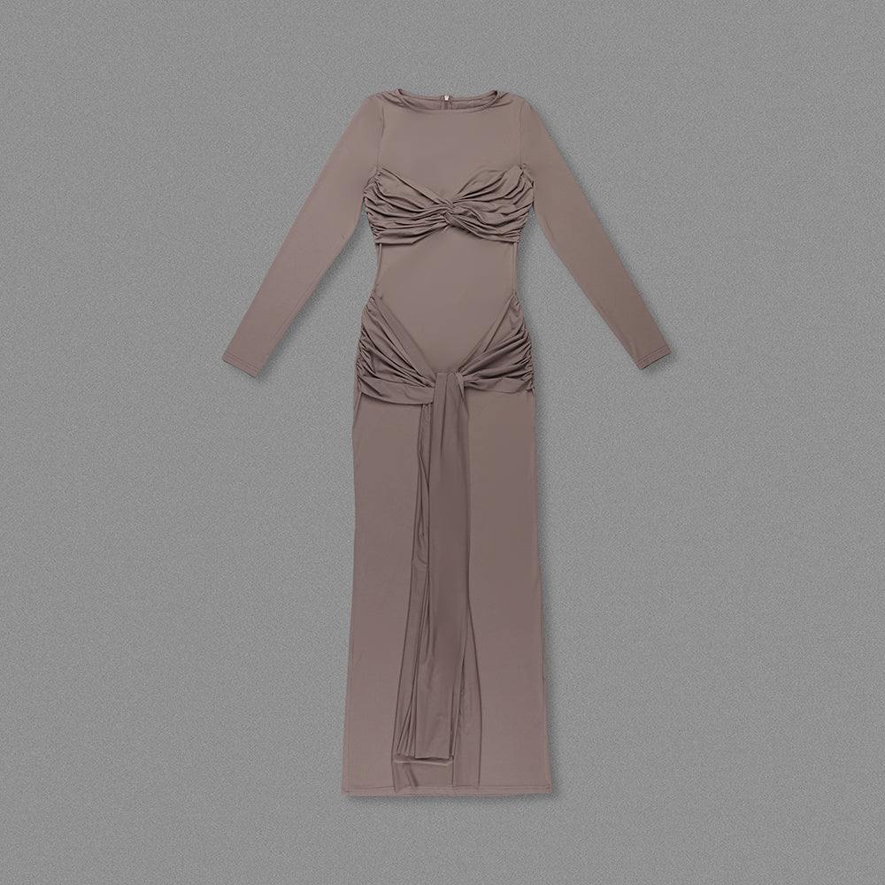 Long Sleeve Draped Detail Maxi Dress HV1767