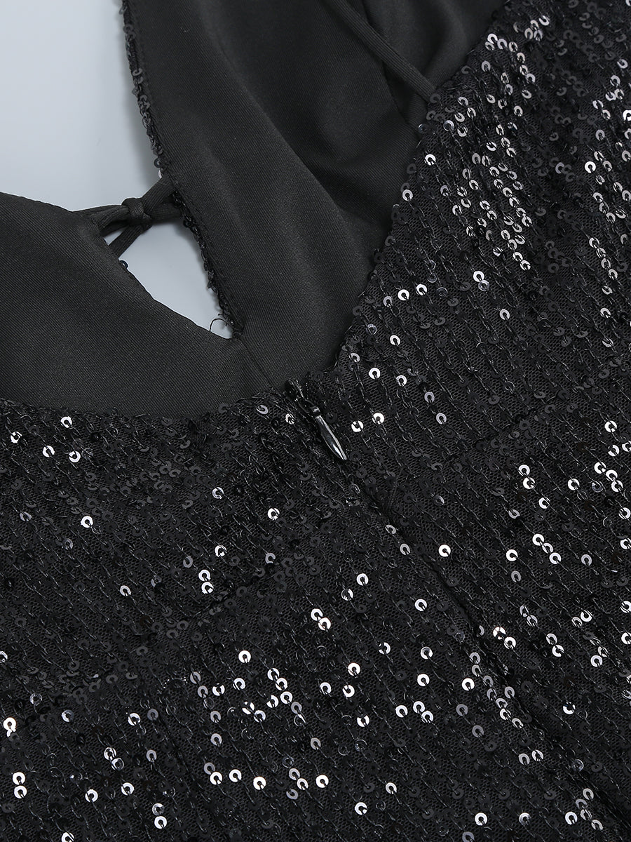 Feather Detail Sequin Dress Pink