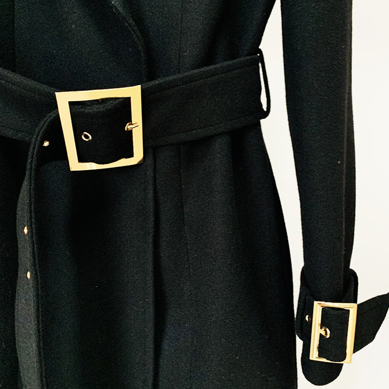 Long Sleeve Midi Coat Black