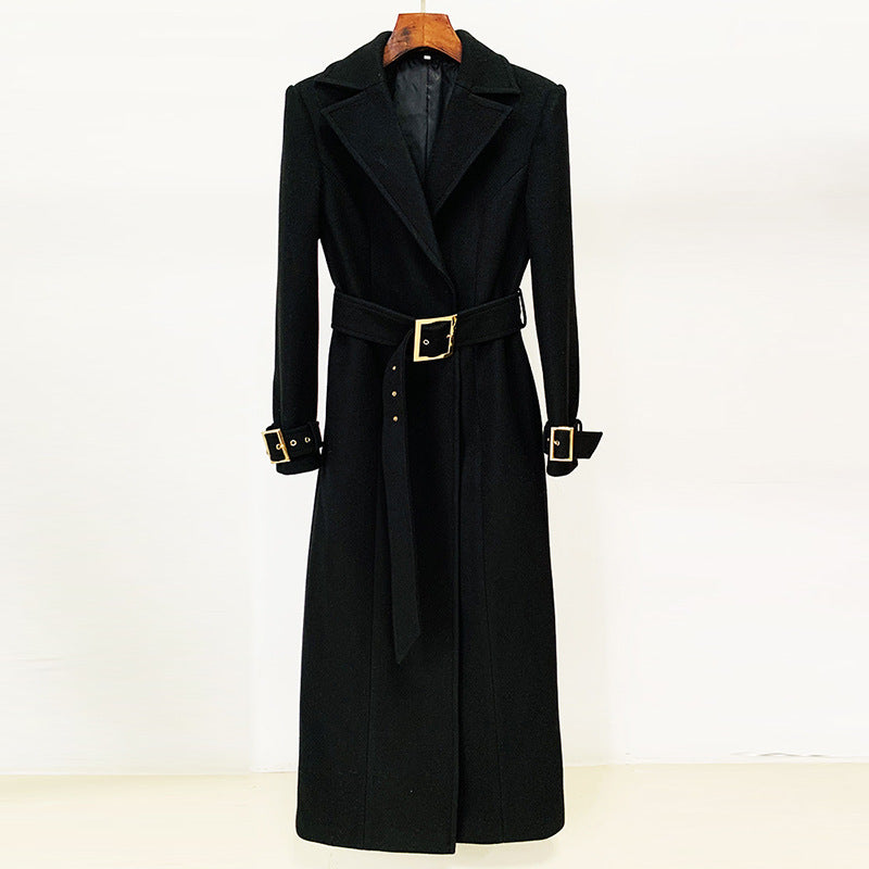 Long Sleeve Midi Coat Black