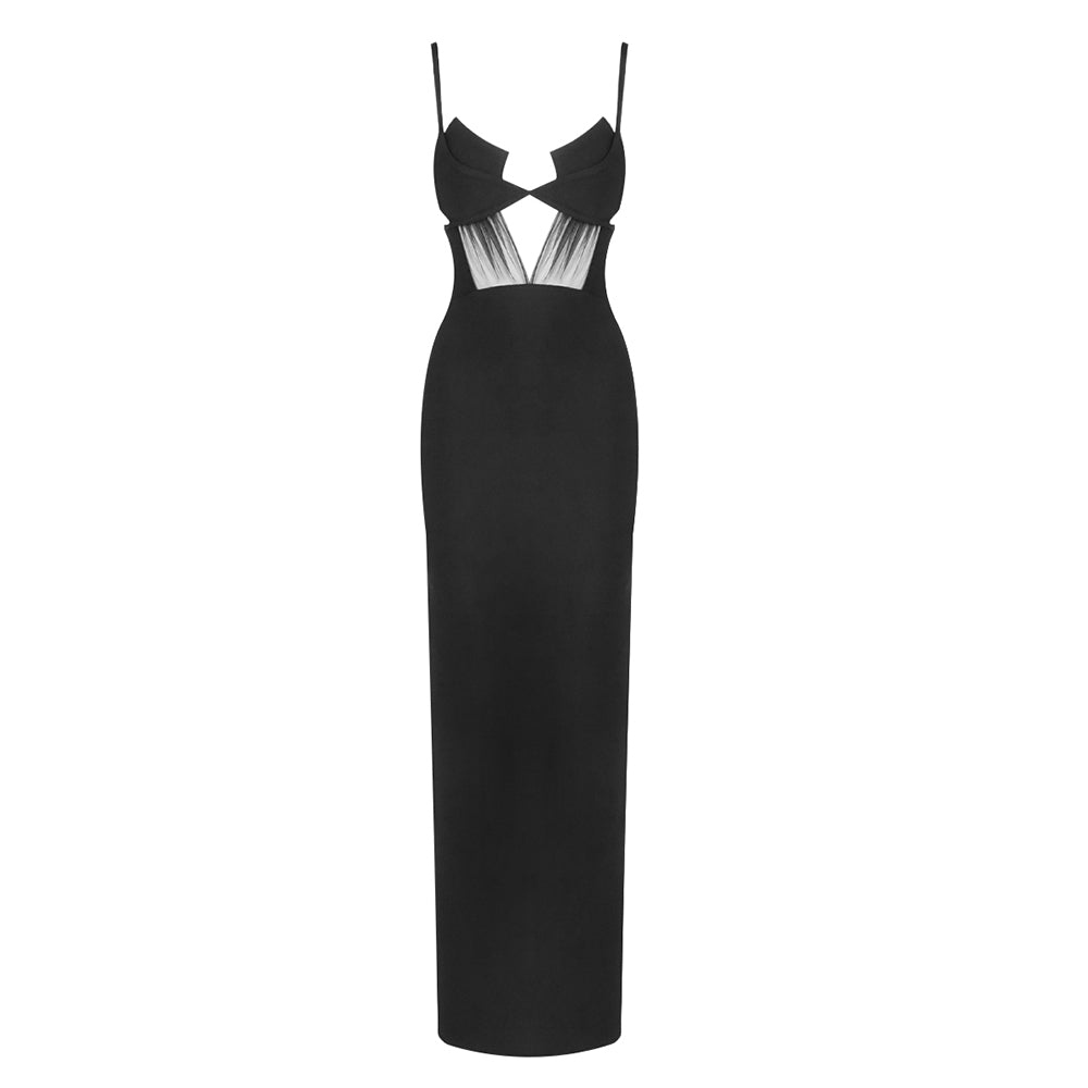 Mesh Insert Maxi Dress Black HV2094