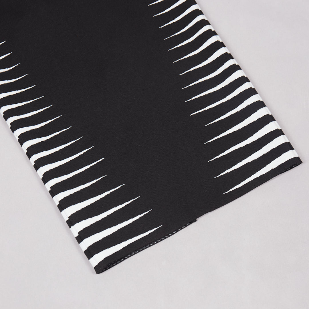 Contrast Midi Dress Black White