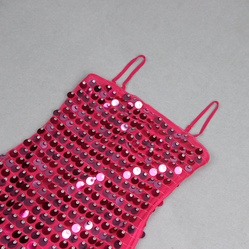Big Sequin Maxi Dress Hot Pink HV9114
