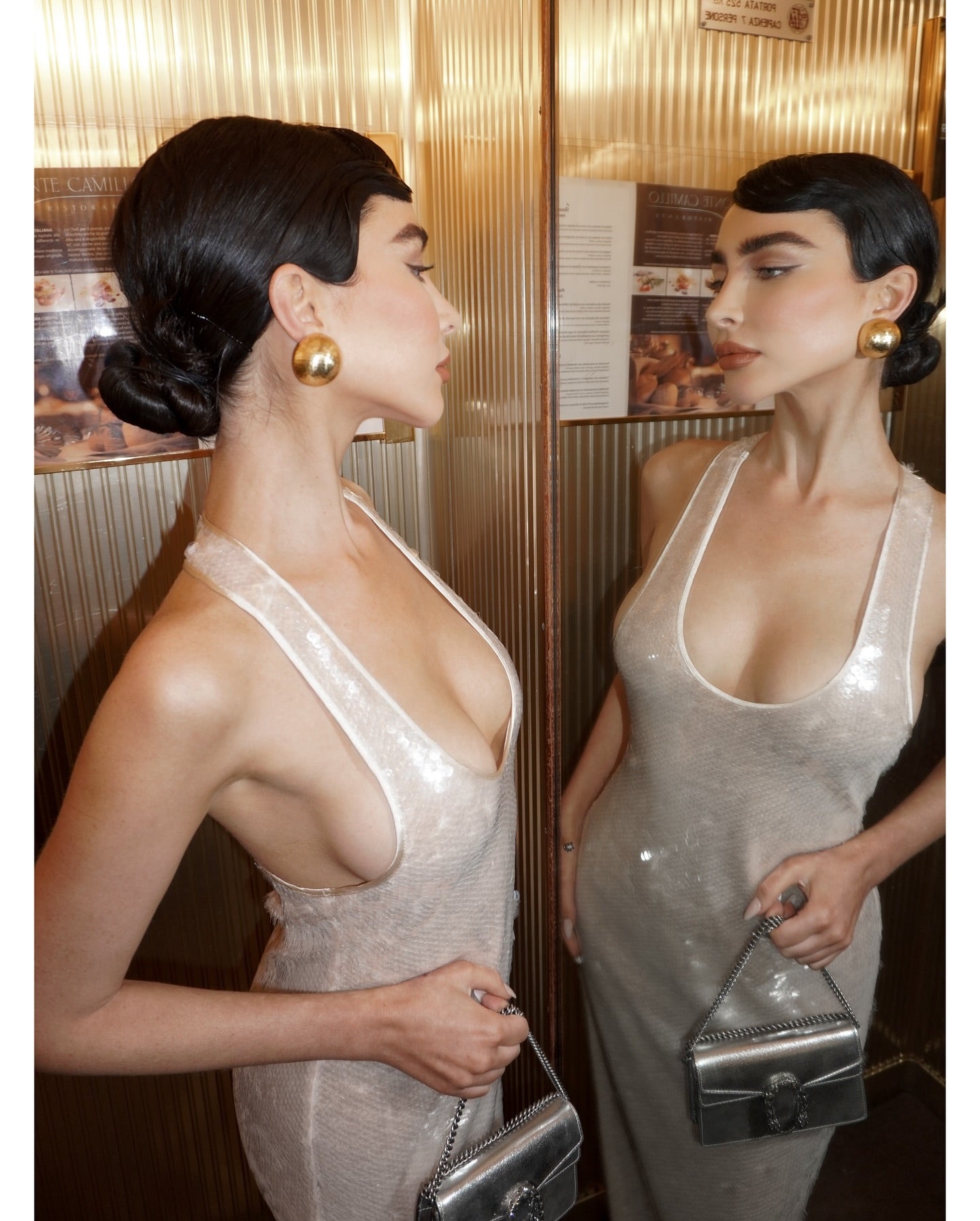 Sequin Maxi Dress Ivory HV1975