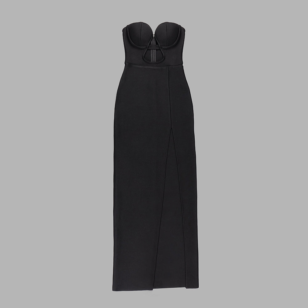 Strapless Bustier Maxi Dress Black HV9509