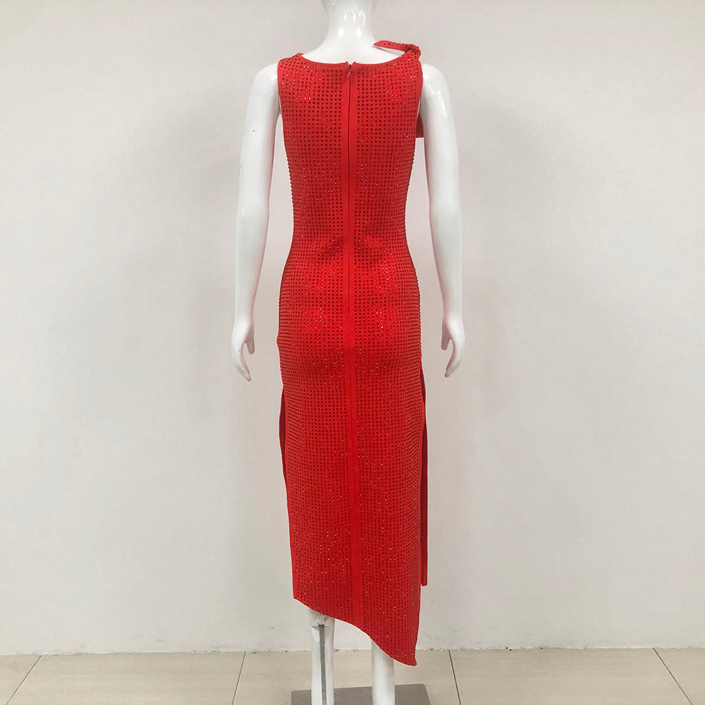Floral Embellished Midi Dress Red HV7879