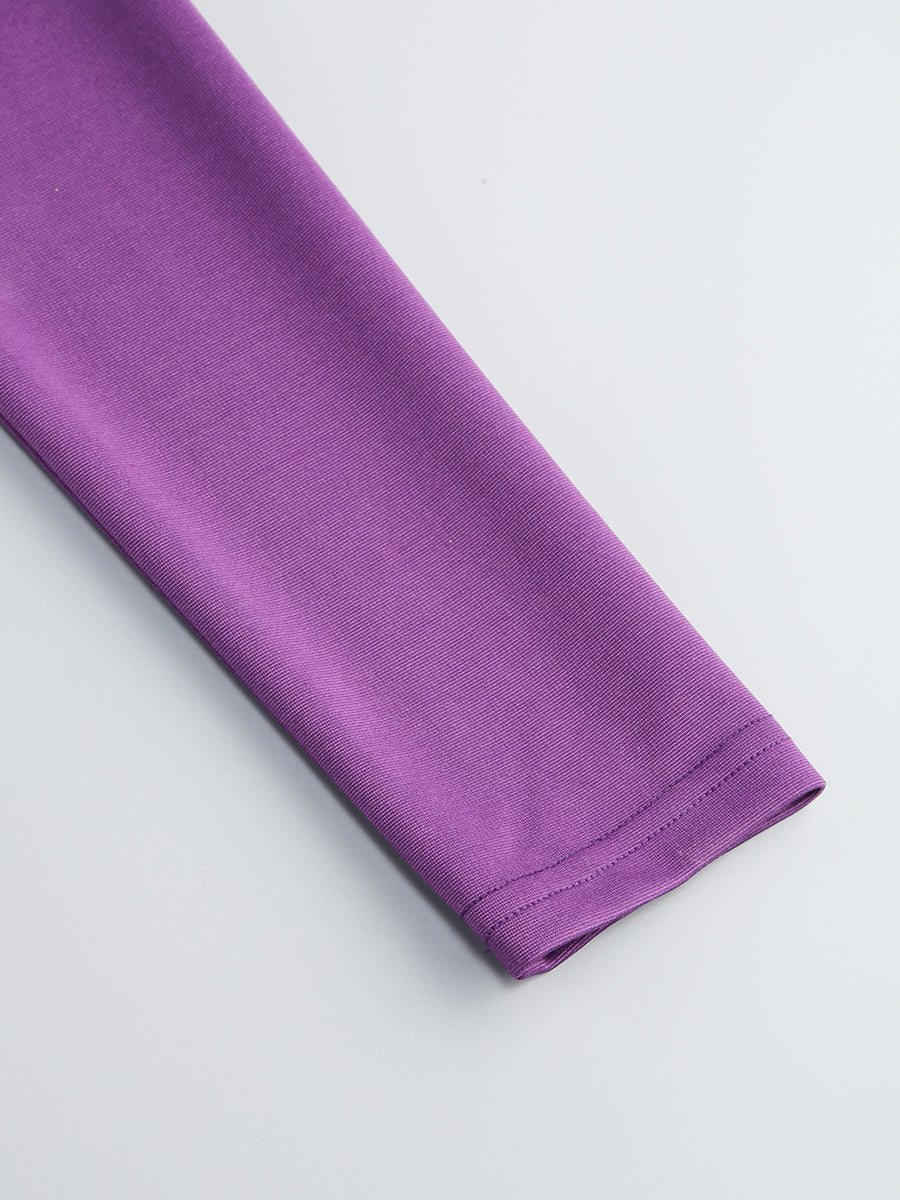 One Sleeve Ruched Dress Purple Gold