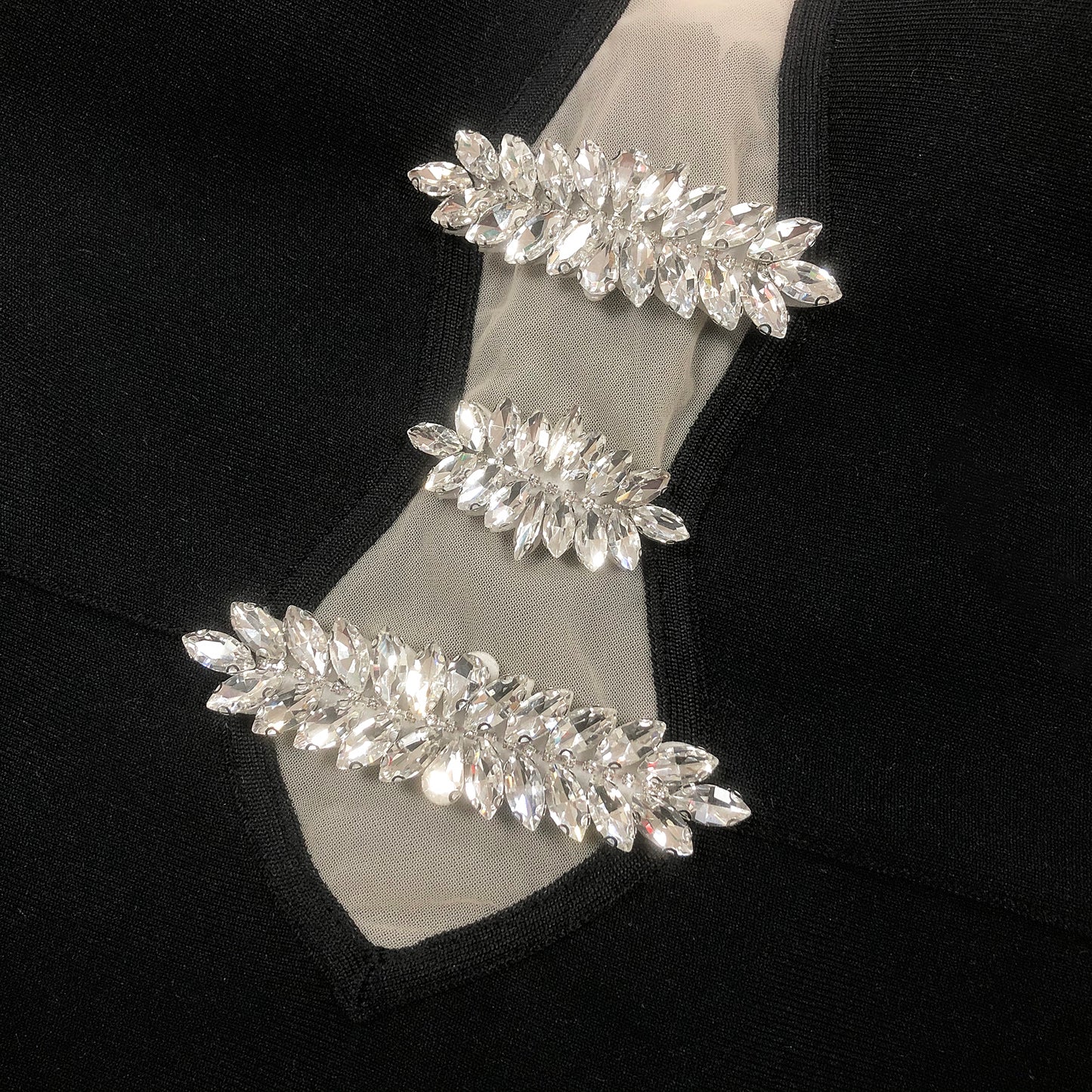 Strapless Crystal Choker Maxi Dress Black