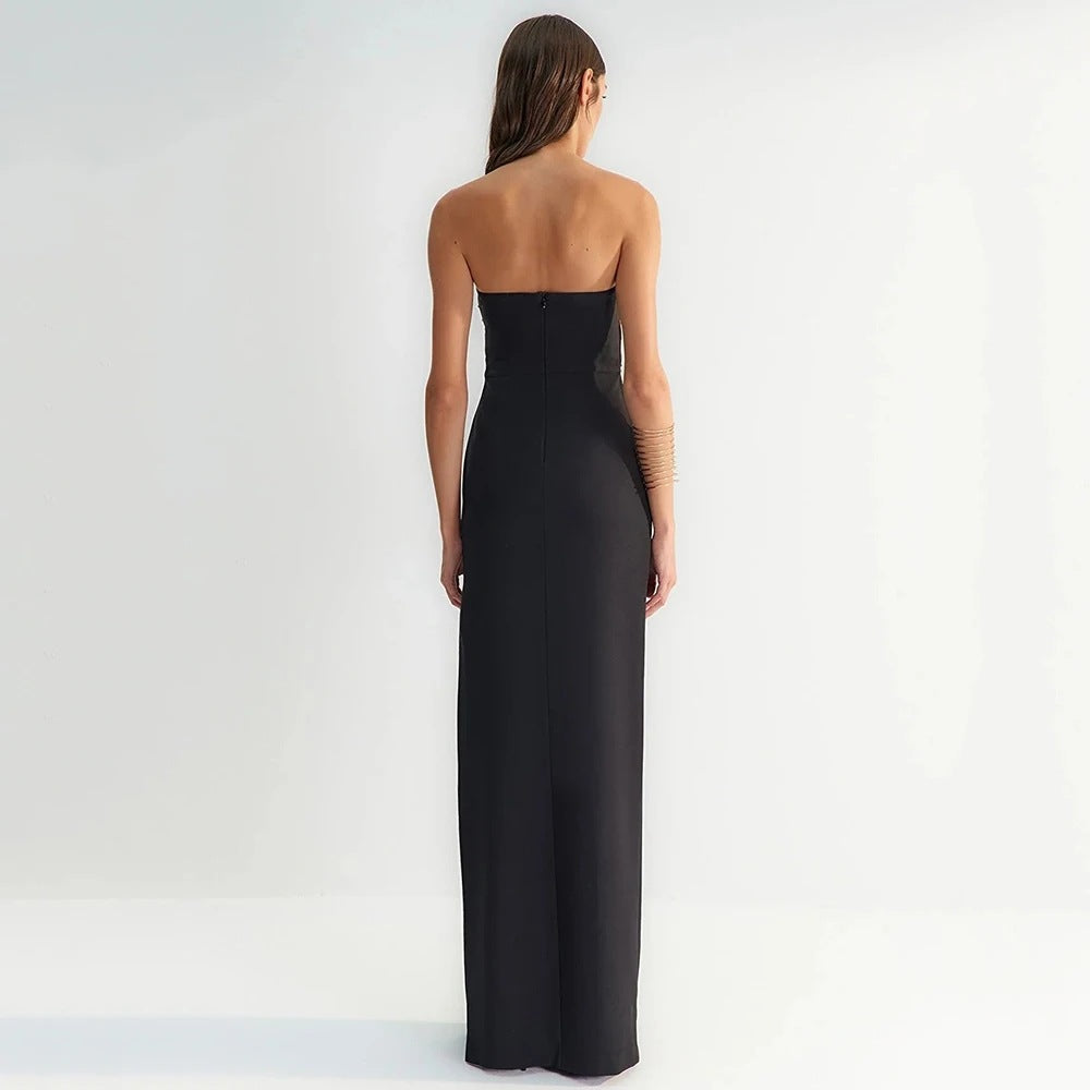 Strapless Embellished Cut Out Maxi Dress HV1430