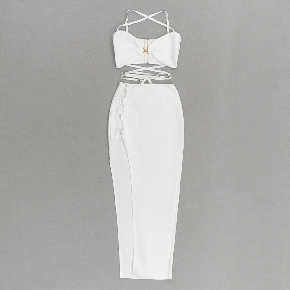 Strappy Two Piece Maxi Dress White HV9562