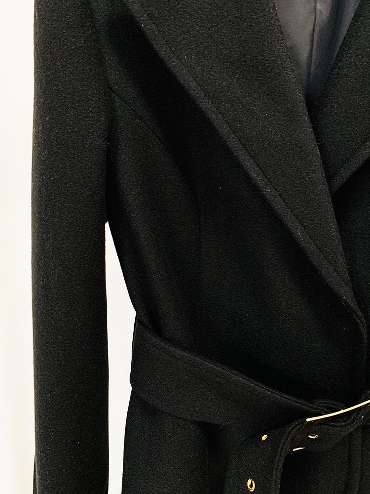 Long Sleeve Midi Coat Black