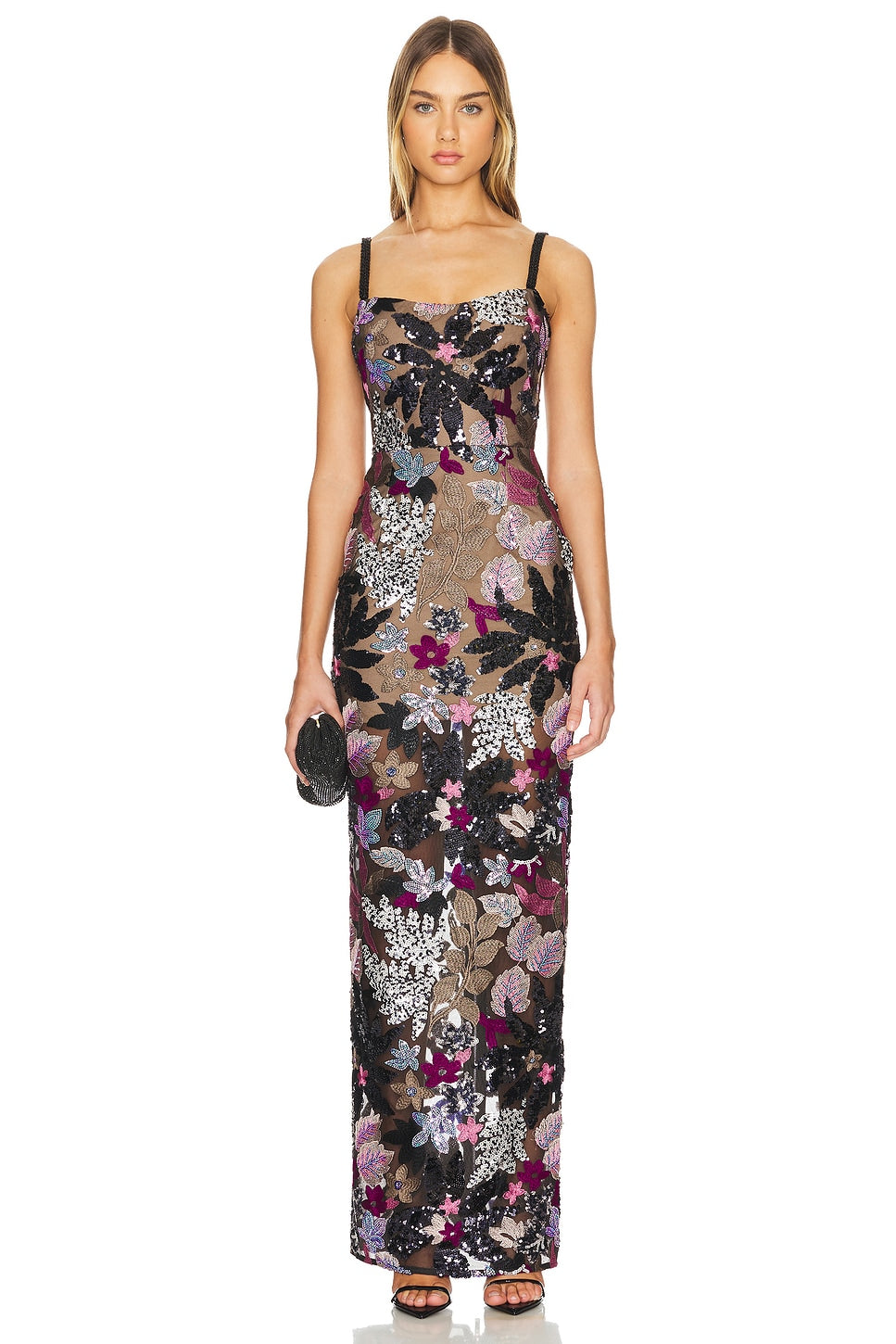 Floral Sequin Embroidered Maxi Dress HV1699