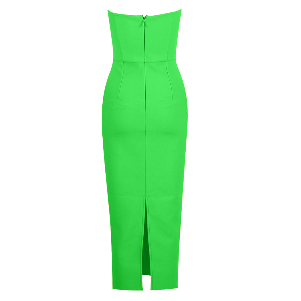 Strapless Cut Out Midi Dress Green HV9710