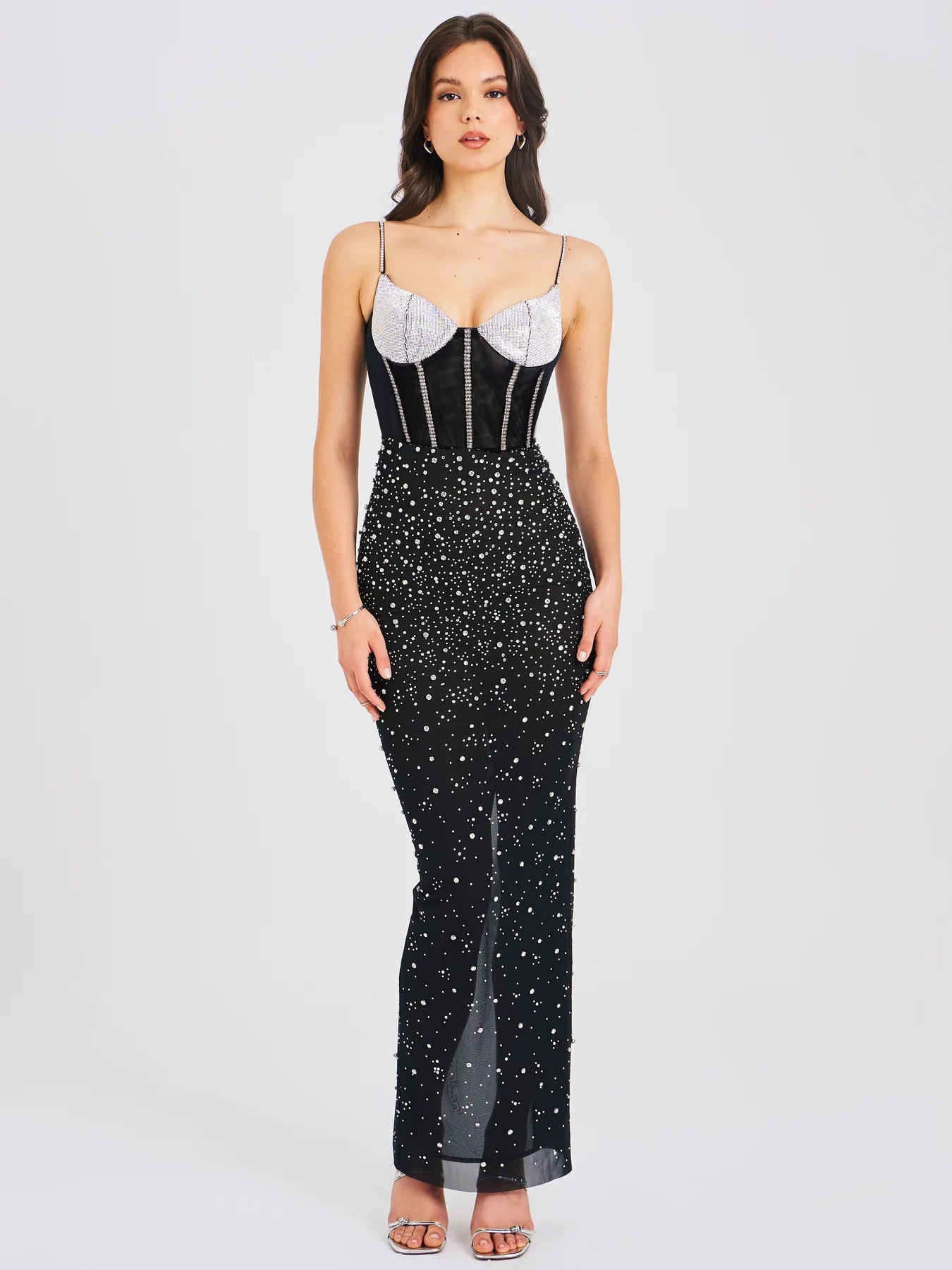 Crystal Sparkly Corset Maxi Dress HV1439