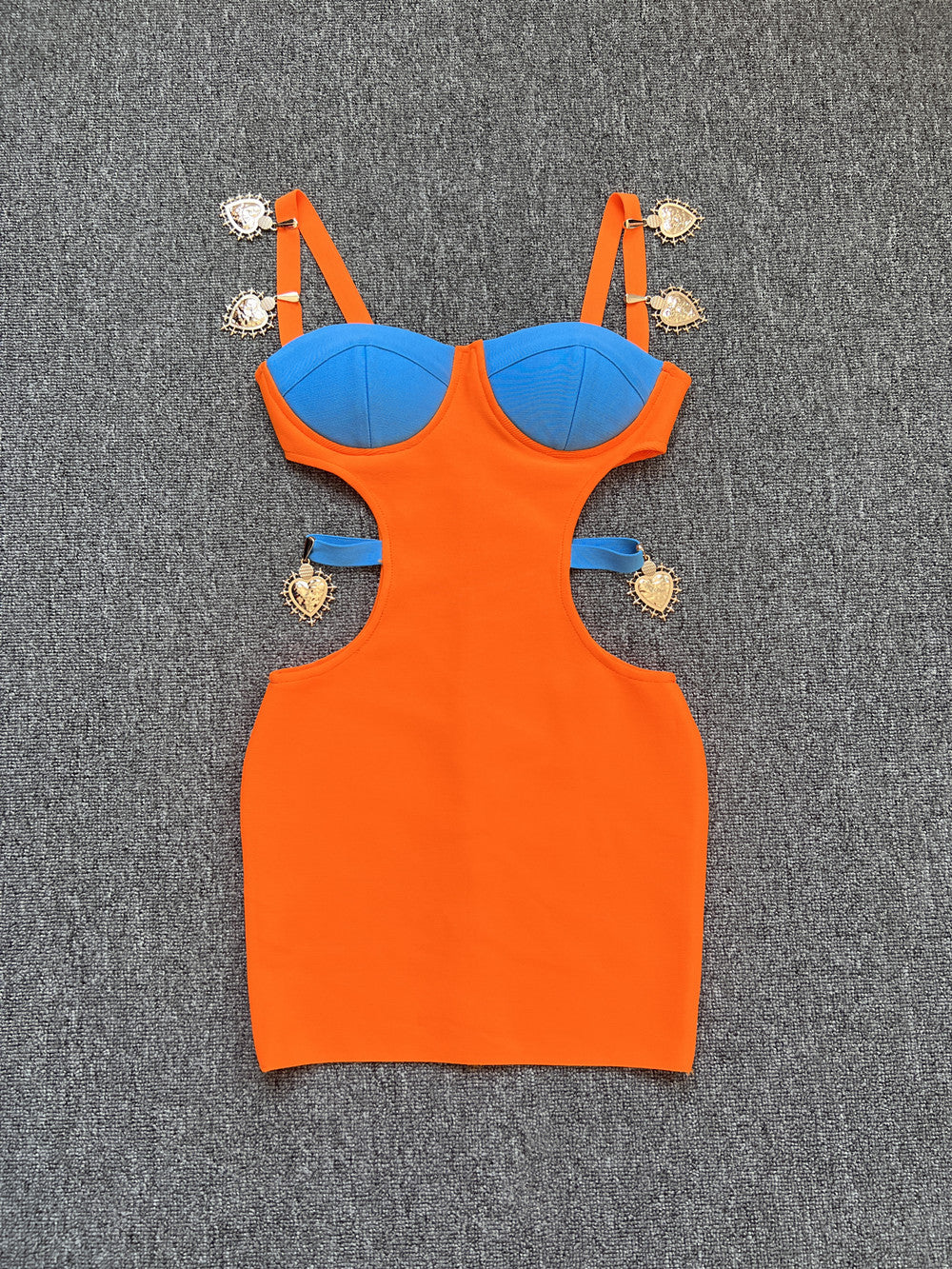 Heart Detail Bustier Dress Pink HV9051
