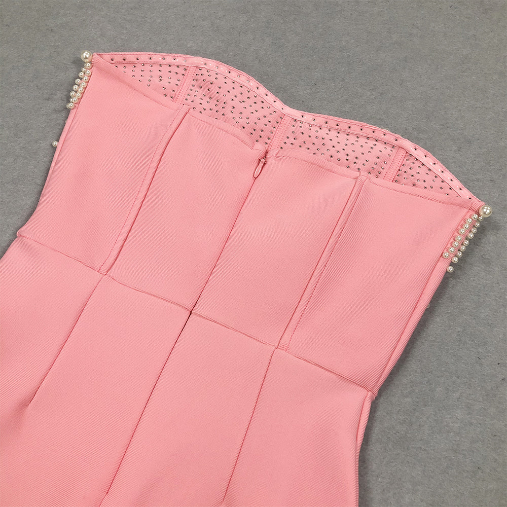 Strapless Pearl Detail Maxi Dress HV1327