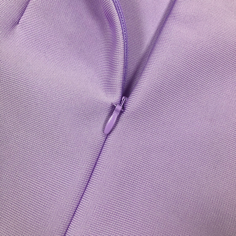 Pearl Bustier Feather Detail Midi Dress Purple HV1800