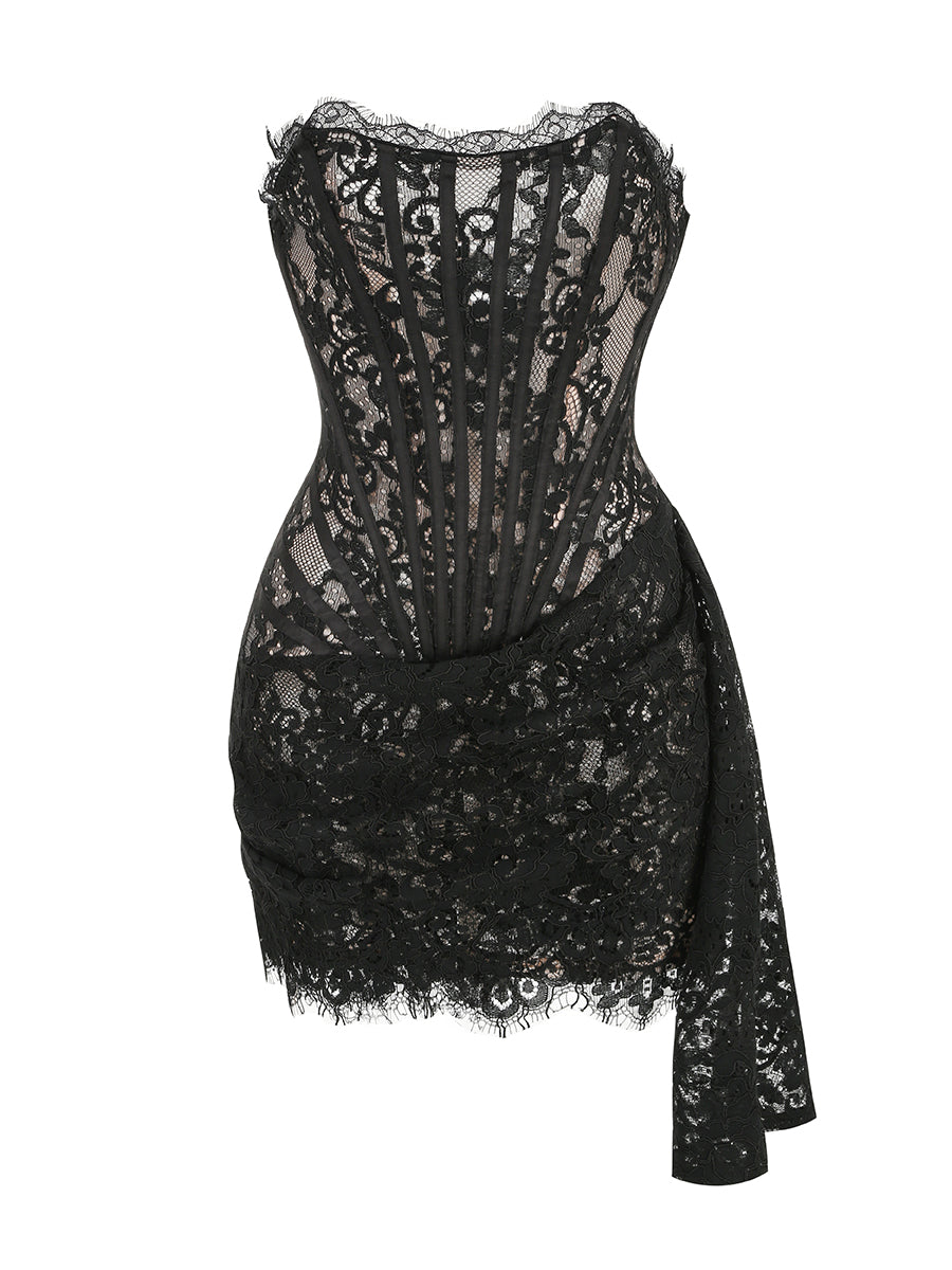 Strapless Lace Corset Dress HV9890