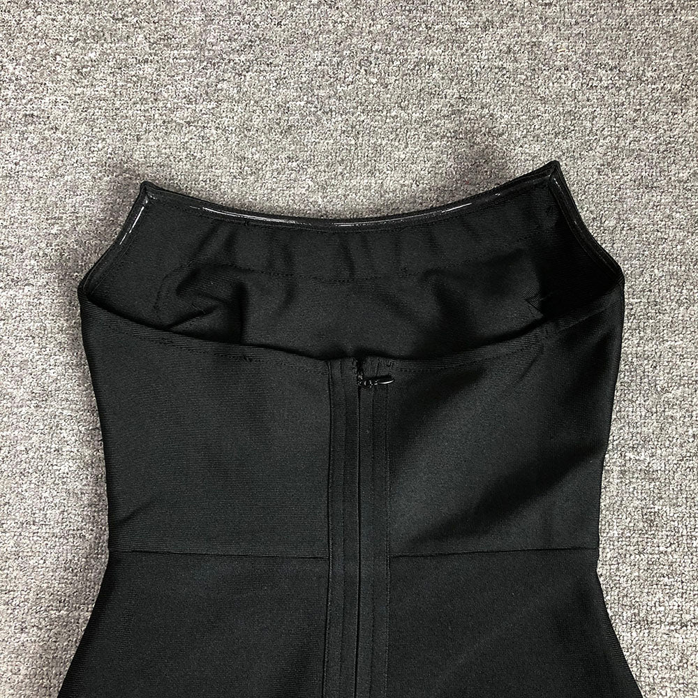 Strapless Design Crystal Detail Maxi Dress Black