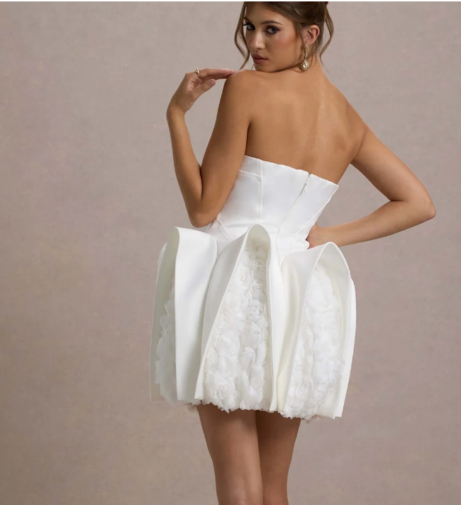 Strapless Puff Dress White