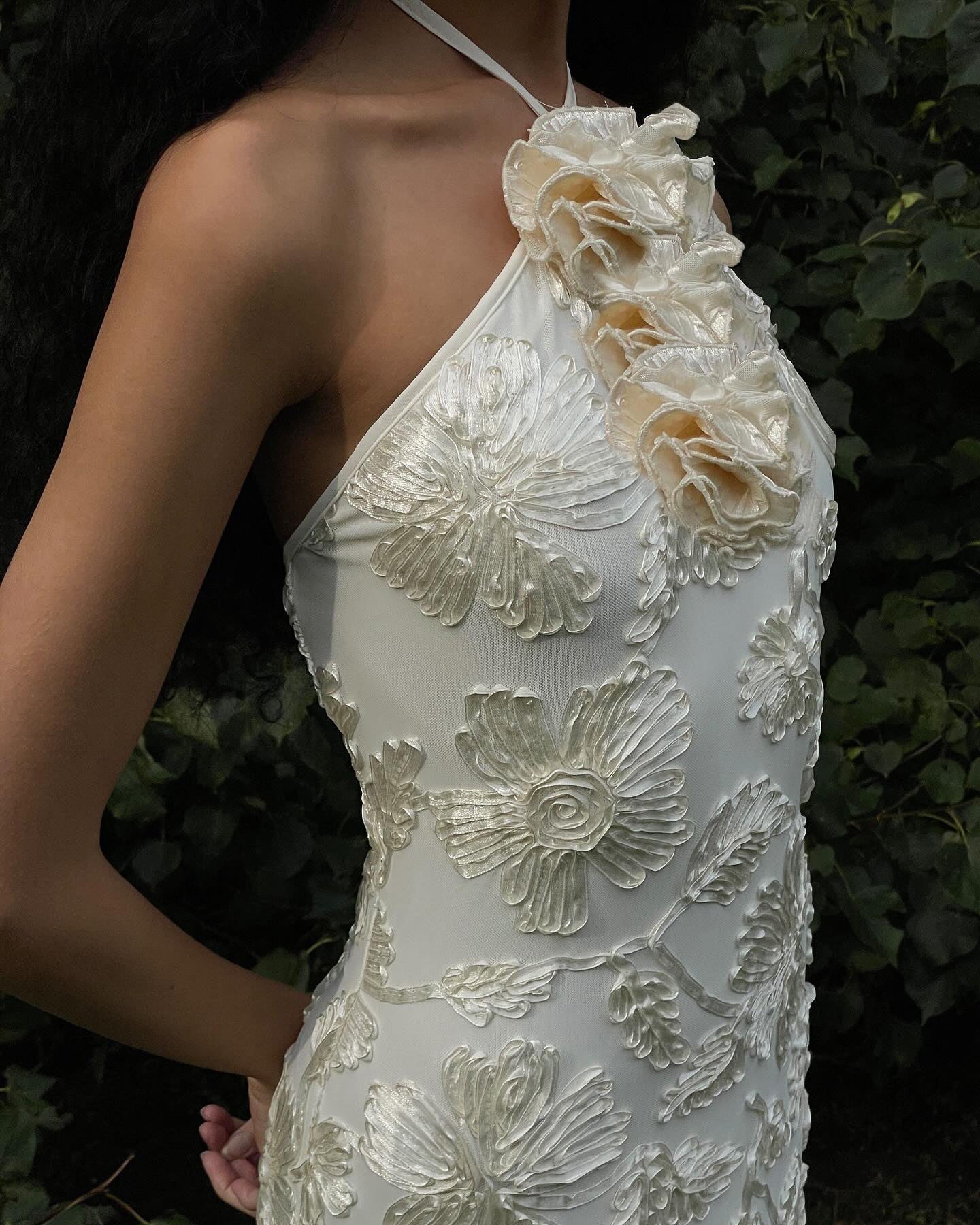 Halter Floral Maxi Dress Ivory HV1527