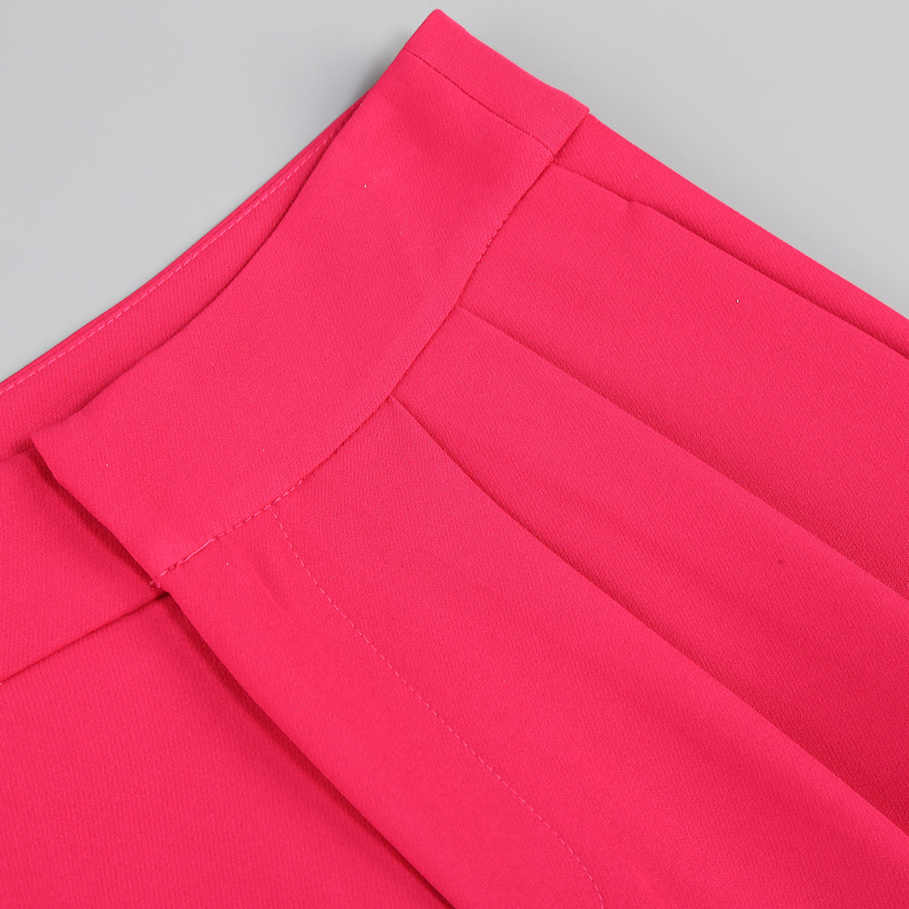 Long Sleeve Feather Detail Suit Hot Pink HV1267