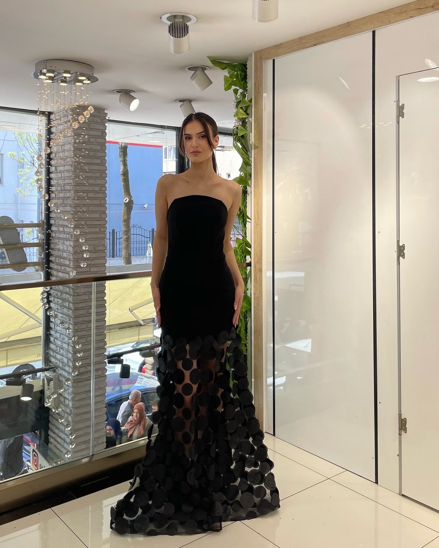 Strapless A Line Maxi Dress Black