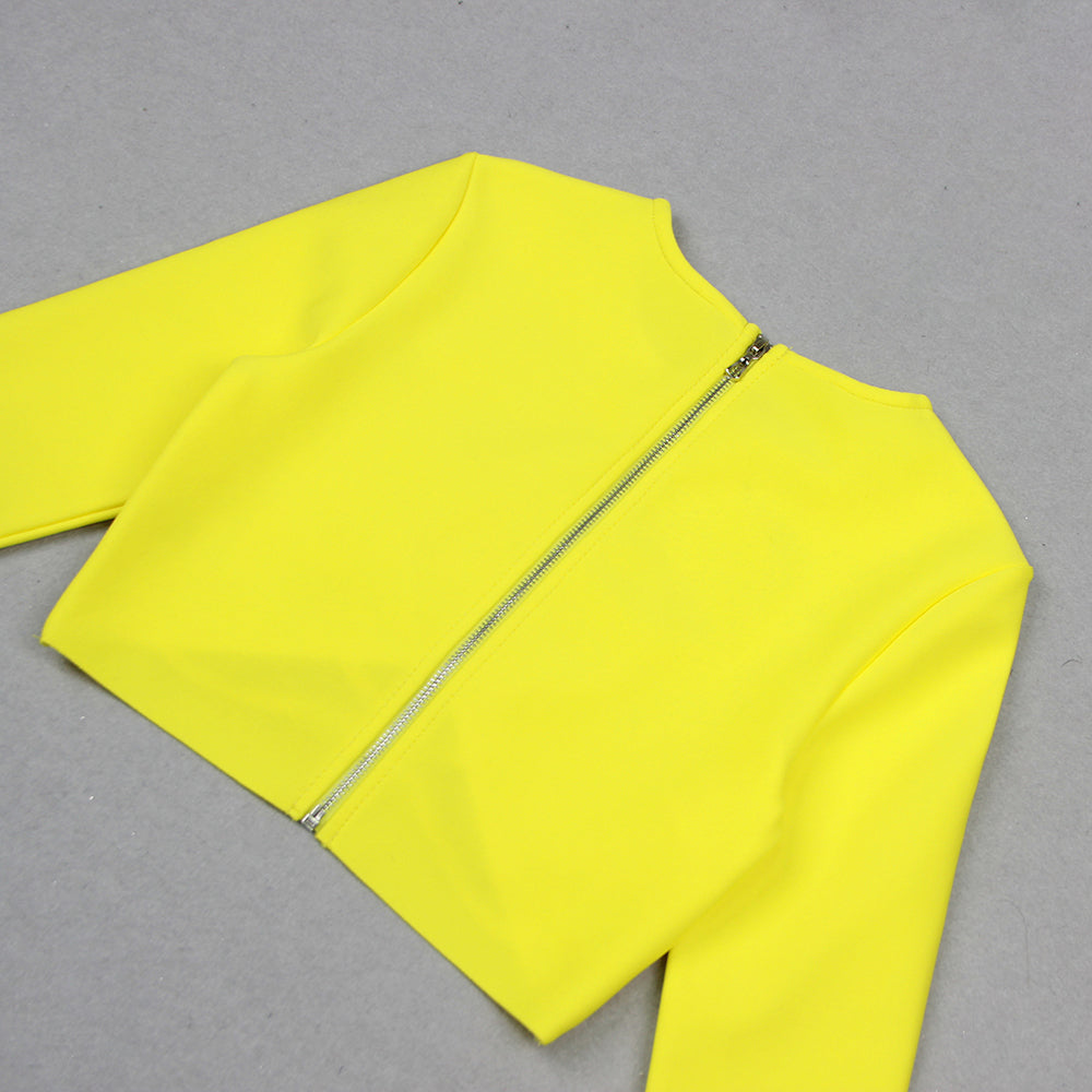 Long Sleeve Star Detail Two Piece Maxi Dress Yellow HV9902
