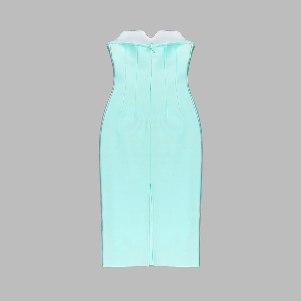 Strapless Crystal Bustier Midi Dress Green HV9616
