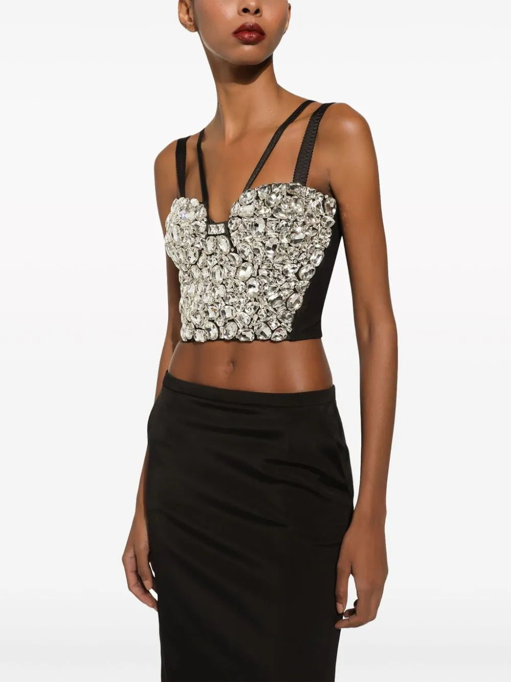 Crystal Bustier Two Piece Maxi Dress Black HV1426