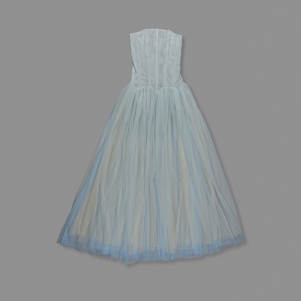 Strapless A Line Maxi Dress Blue HV0086
