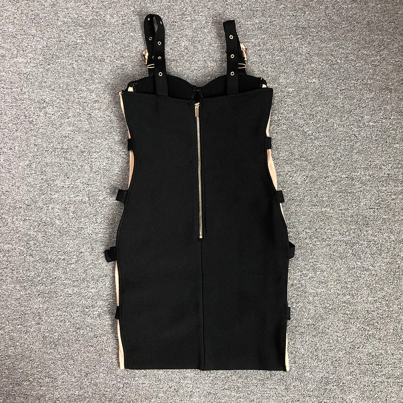 Bustier Buckle Detail Dress Black HV1662