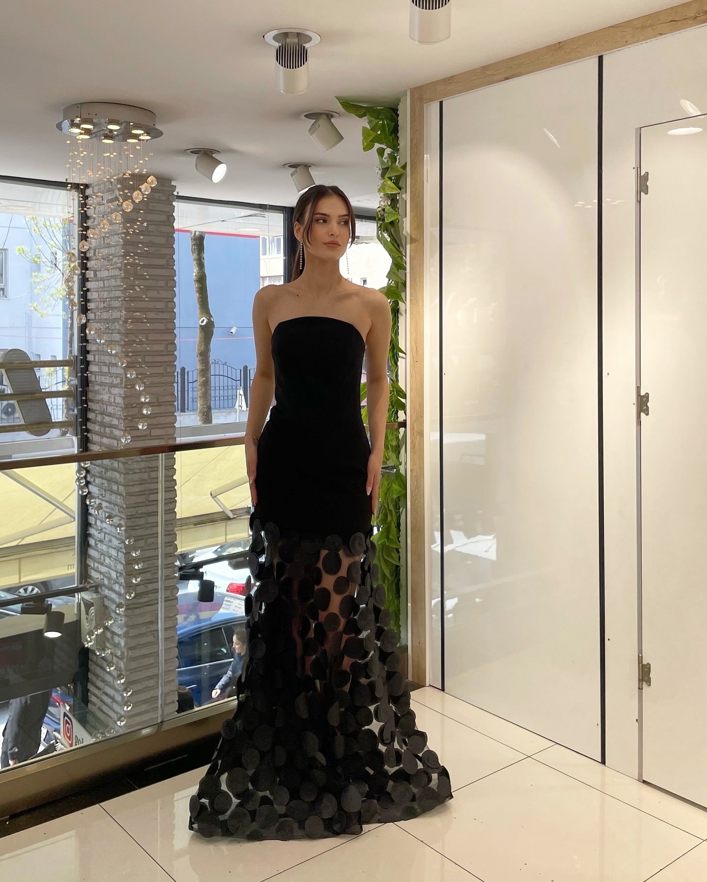 Strapless A Line Maxi Dress Black