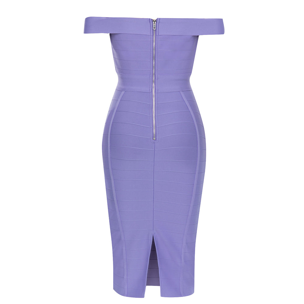 Off Shoulder Midi Dress Purple HV9643