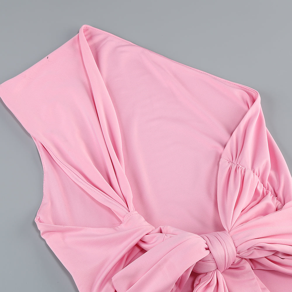 One Shoulder Backless Maxi Dress Pink