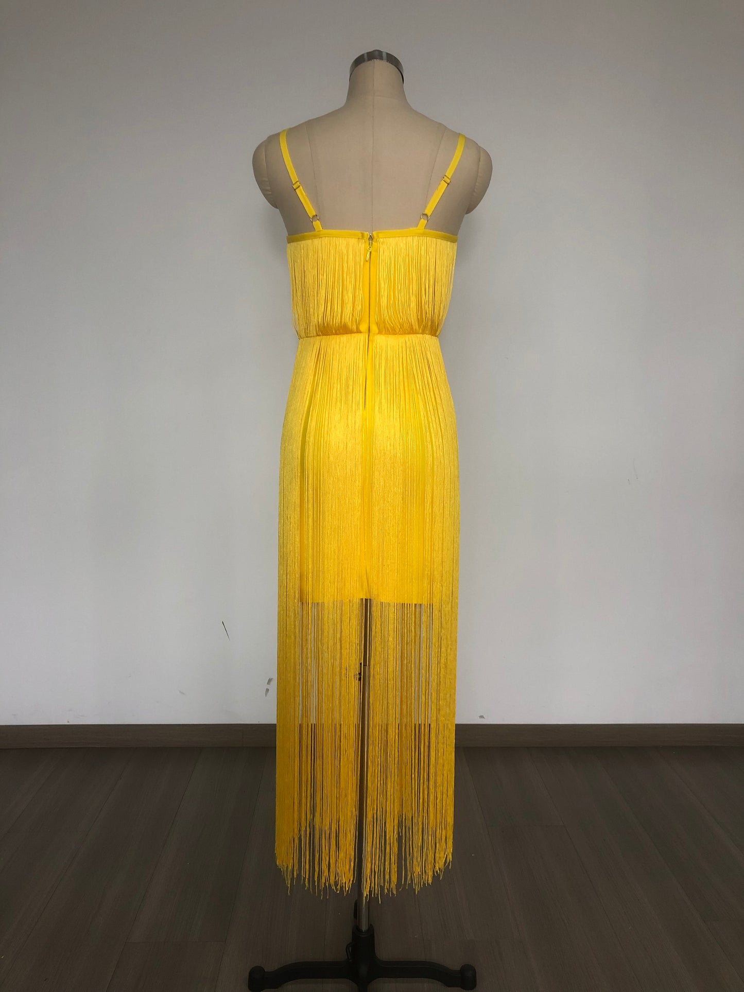 Bustier Tassel Maxi Dress Yellow HV2448