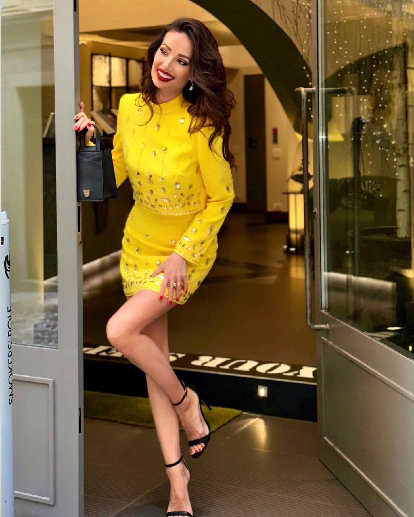 Long Sleeve Crystal Two Piece Dress