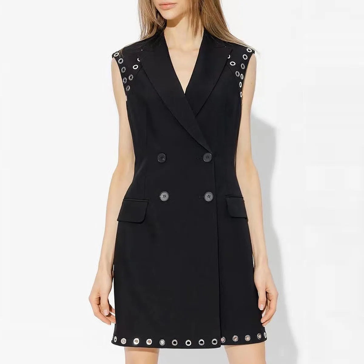 Sleeveless Studded Blazer Dress