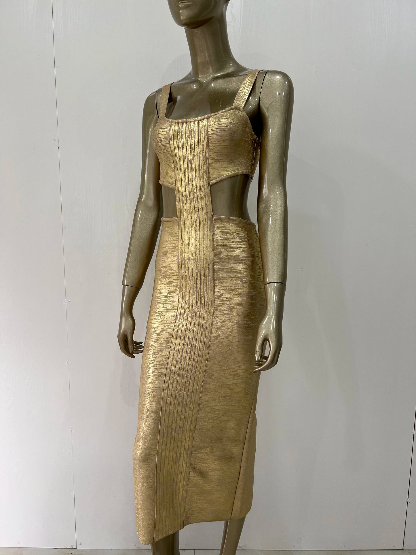 Woodgrain Foil Print Midi Dress HV8429