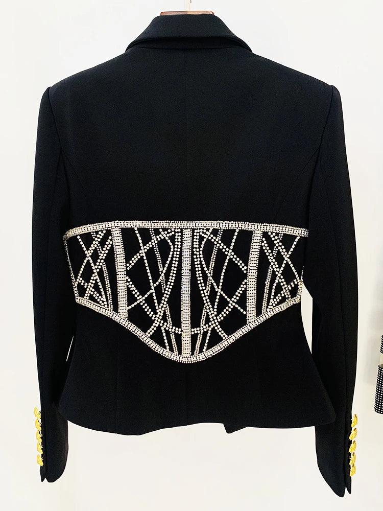 Long Sleeve Crystal Blazer Black