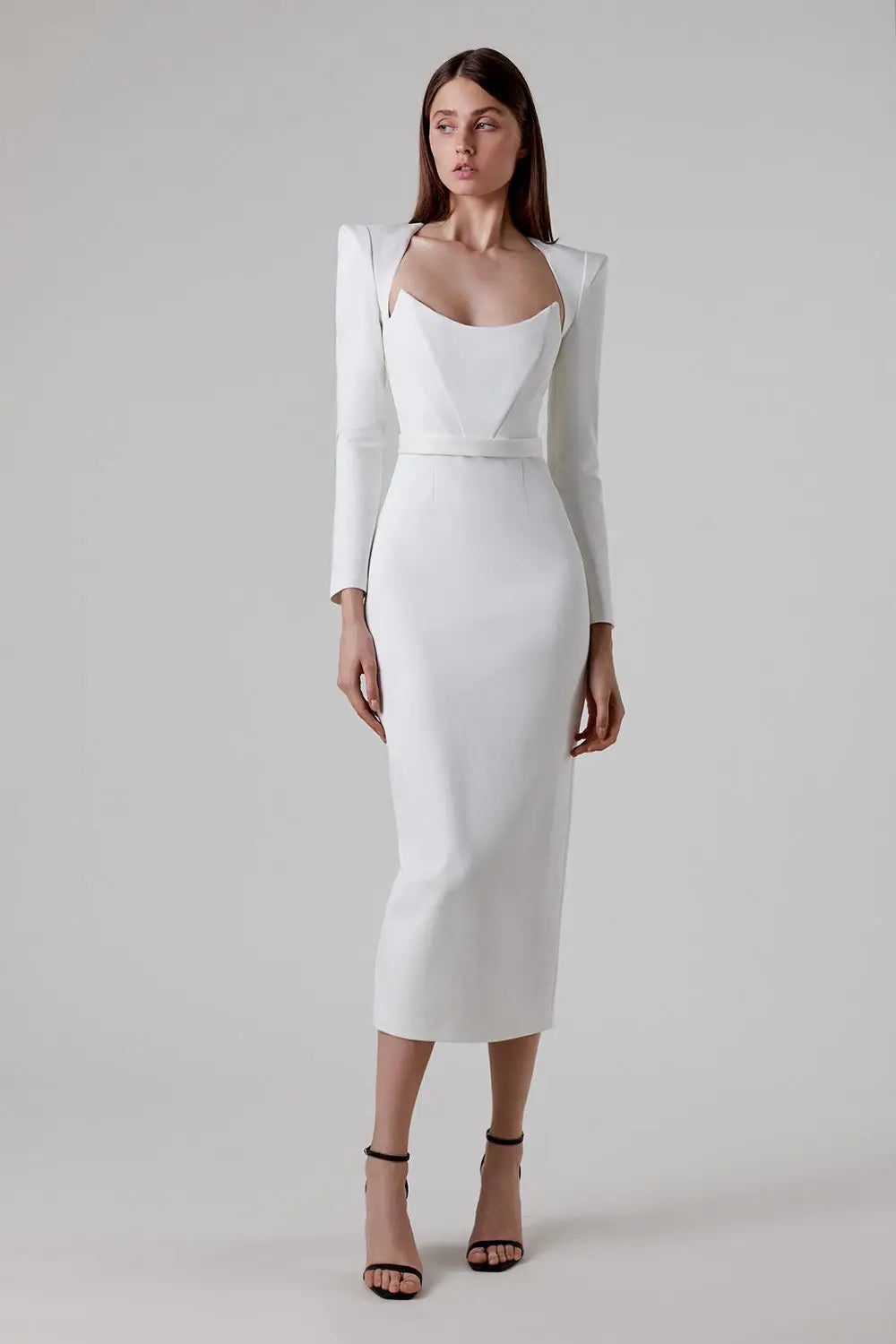 Long Sleeves Corset Design Midi Dress HV9758